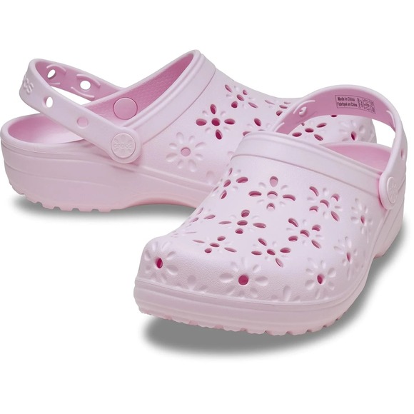 CROCS Shoes - CROCS Classic Floral Cut-Out Clog 210927 PINK MILK NEW
